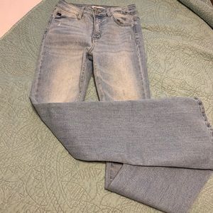 Women’s distressed flare Kancan Jeans.